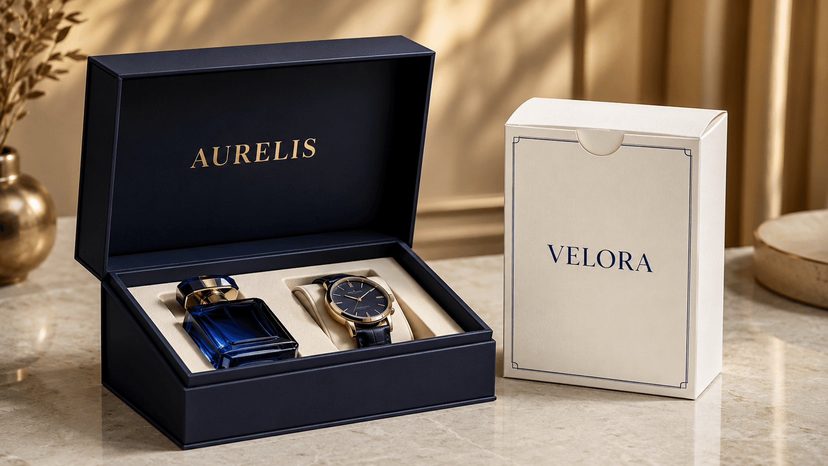 Collapsible rigid box beside a folding carton showing differences in structure and luxury presentation.