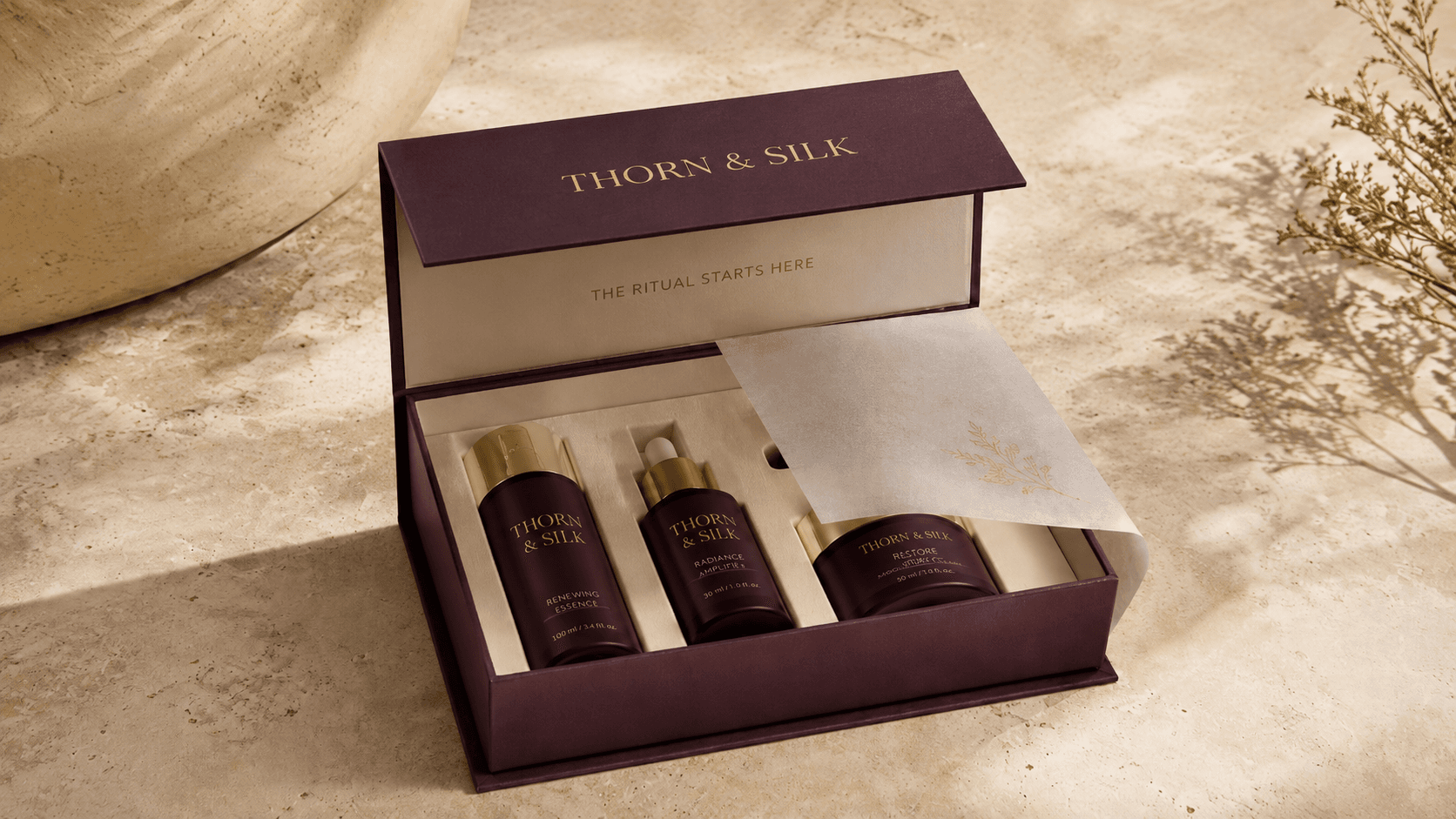 Premium magnetic closure rigid box creating an elegant cosmetics unboxing experience