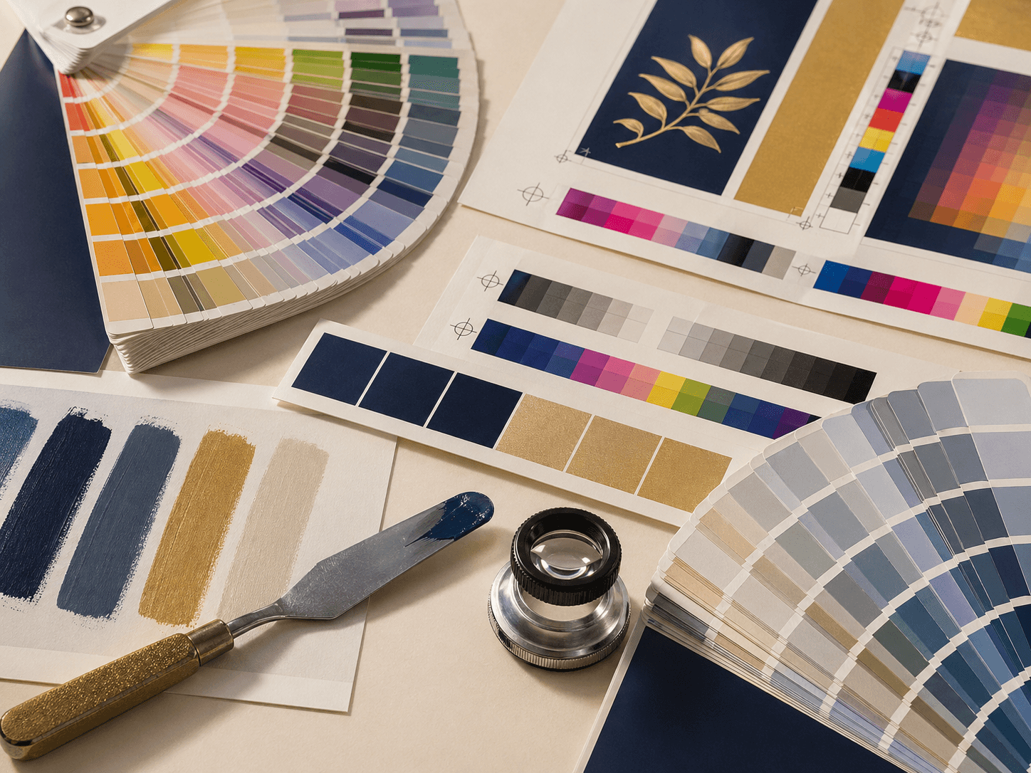 CMYK and Pantone print proofing setup with custom printed packaging panels