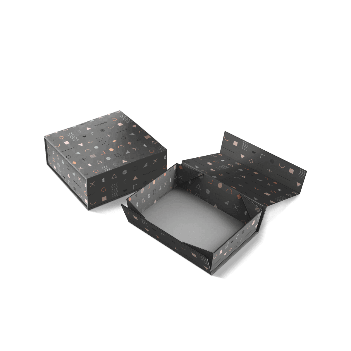 Flat Fold Rigid Boxes displayed as a sturdy setup box for luxury retail, product protection and presentation