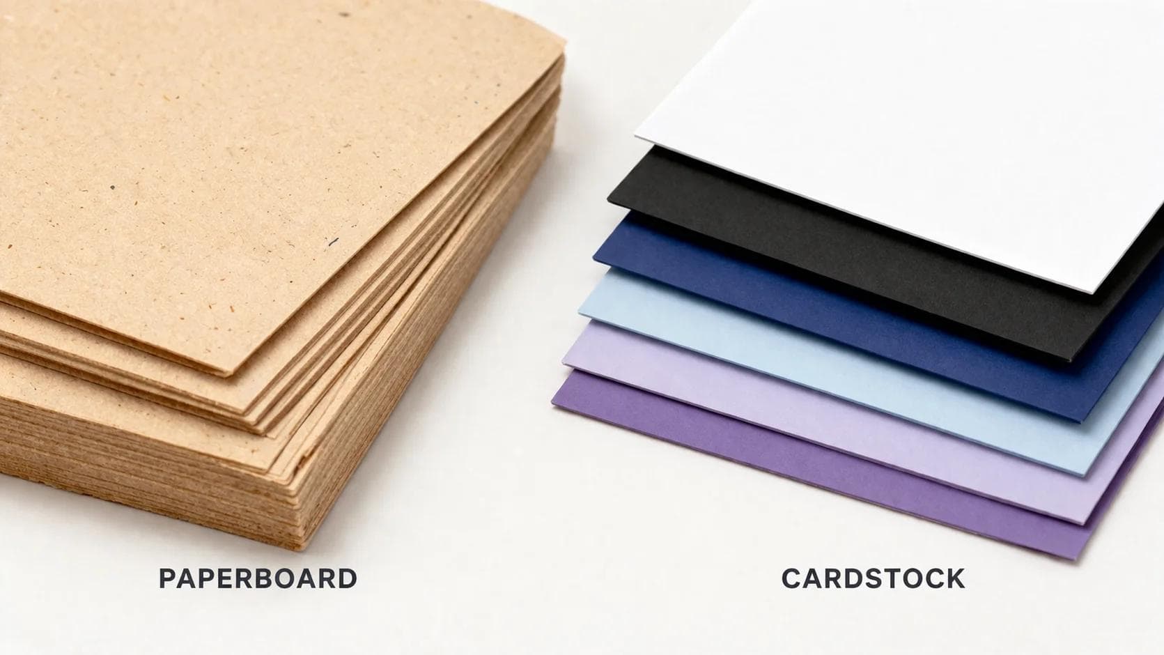 Stacked cardstock and paperboard sheets with exposed edges