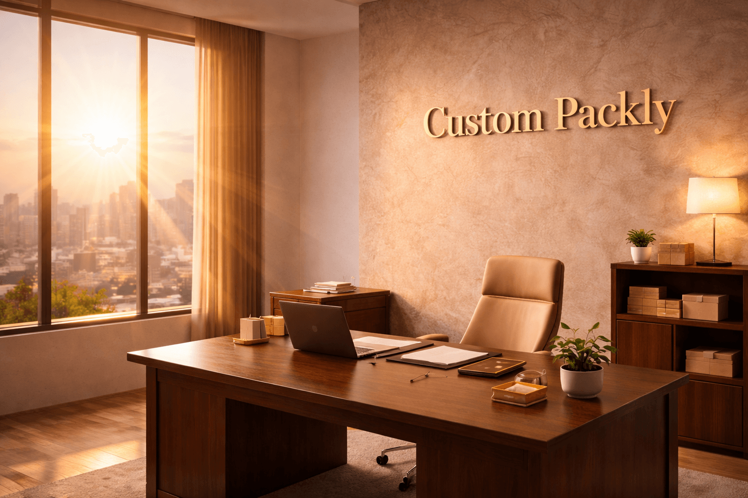 Premium packaging studio scene representing Custom Packly experience, materials, structure and refined product presentation.